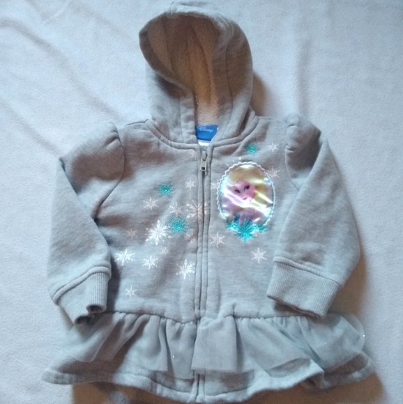 Disney Frozen Zip Hooded Jacket Grey Girls Size 2T - Picture 1 of 10